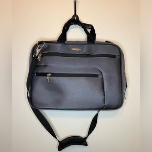 Samsonite Laptop Briefcase Bag Canvas Black Inside Padding Dividable Shoulder